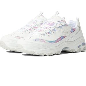 Skechers D Lites white air cooled memory foam sneakers